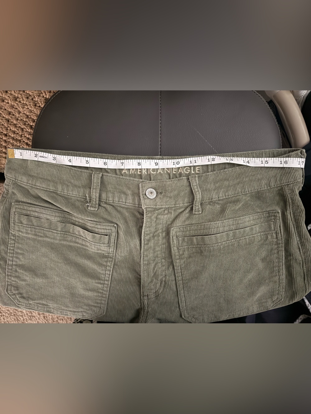 American Eagle Wide Leg Corduroy Pants in Green Size 12 - Picture 8 of 8